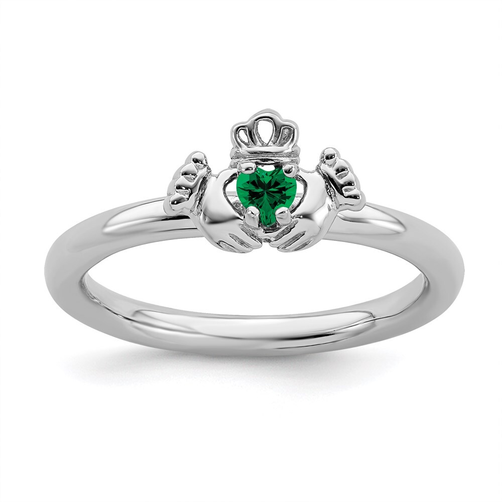 Кольцо Claddagh из стерлингового серебра со складывающимися вставками с изумрудом Rhd Cr 8390₽