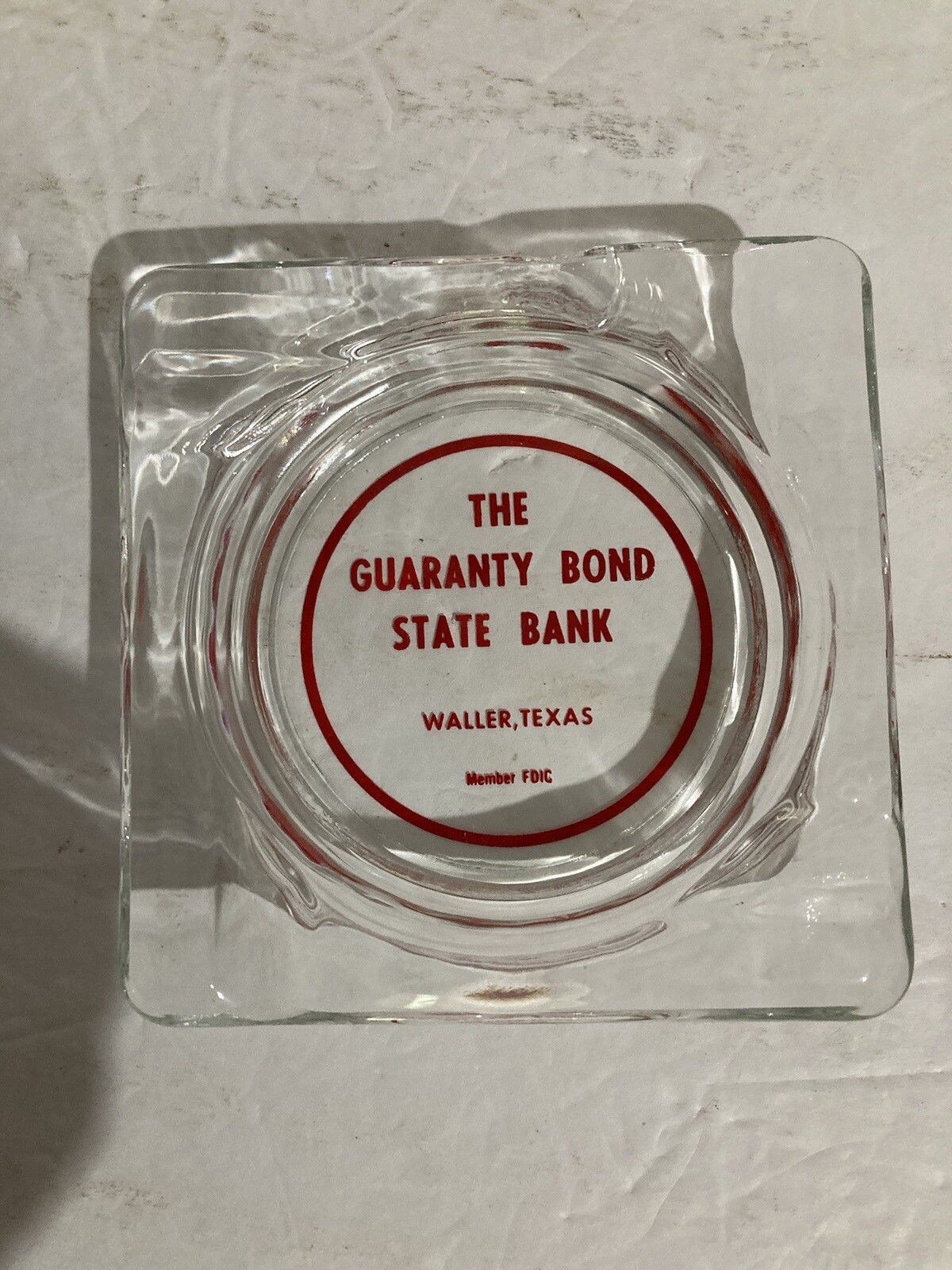 Vintage The Guaranty Bond State Bank Waller TX ashtray cigar cigarette