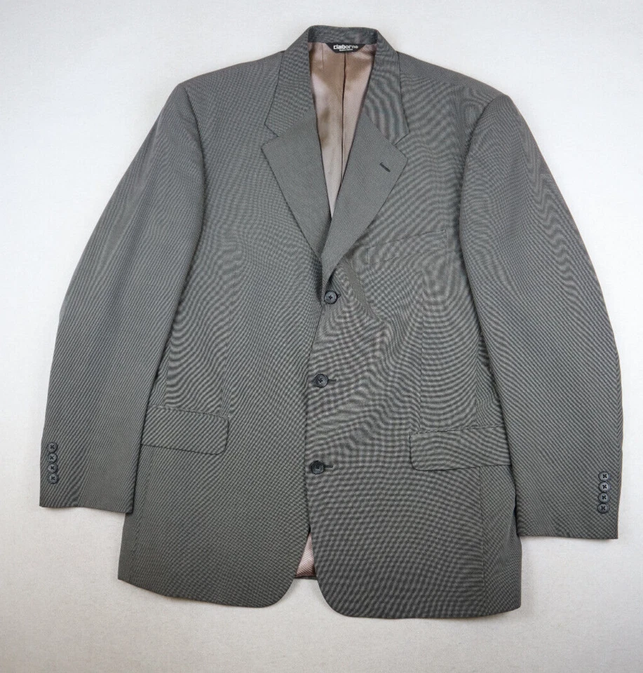 CLAIBORNE - MEN'S GRAY & BLACK WOVEN BLAZER JACKET SPORT COAT - SIZE 43R - Image 2 of 4