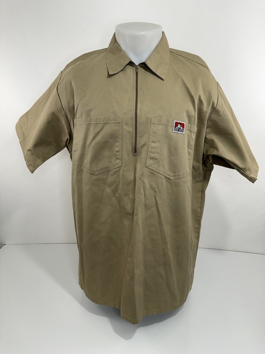 BEN DAVIS - Zip Collar Embroidered Logo XL Work Mechanic Shirt