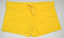 Vintage Spun Polyester Shorts Size S/M 70s Zayre Lemon Yellow Adjustable Waist