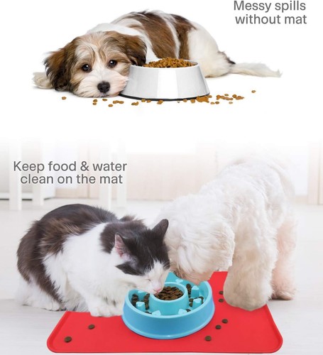 Alfombra antideslizante para alimentación de silicona para mascotas cachorros tazón antideslizante mantel impermeable Reino Unido - Imagen 53 de 58