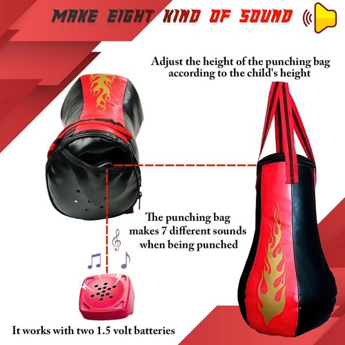 Kids Boxing Toy Set with Punching Bag Gloves with Music Perfect for Kids - Picture 3 of 7