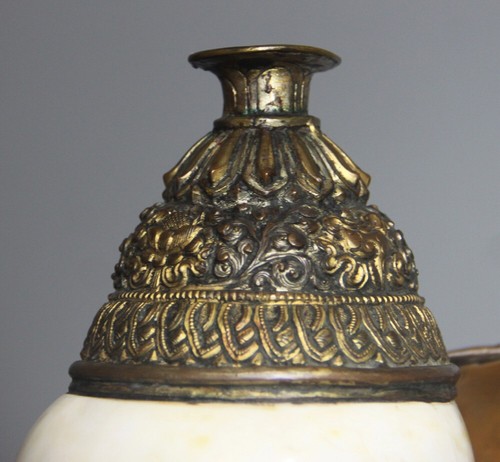 Real Rare Tibet Vintage Old Buddhist Copper Conch Horn Trumpet Dungdkar Shankha - Picture 15 of 18
