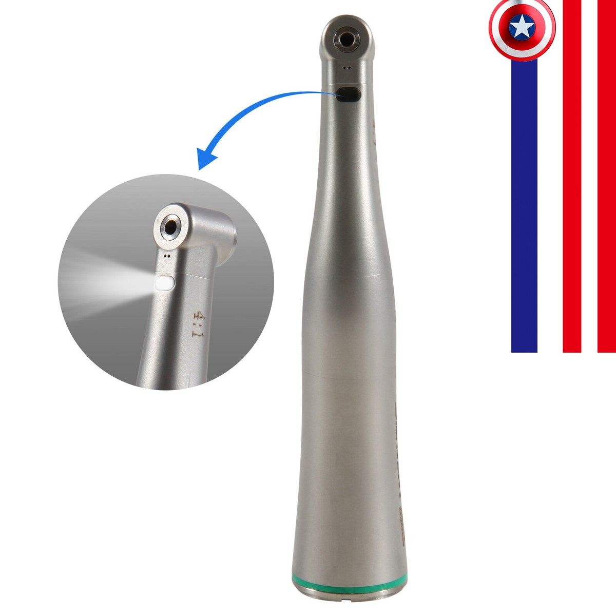 Dental LED Winkelstück Grün – 4:1 Contra Angle Mit Glasfaser