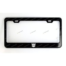 Decepticon Symbol Custom Made Black Metal License Plate Frame Screw Caps