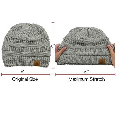 Womens Knit Beanie Winter Thick One Size D Ivory White & Beige & Pink & Yellow - Bild 3 von 4