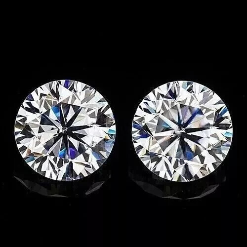 Pair Of Loose CVD Lab-Grown Diamond 4 Ct Round 8.40 mm Color D - IF Certified - Picture 1 of 5