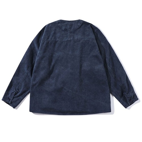 Herren Japanische Streetwear Arbeitskleidung Stil Denim Kimono Knopfleiste Jacke mit Taschen - Bild 7 von 17