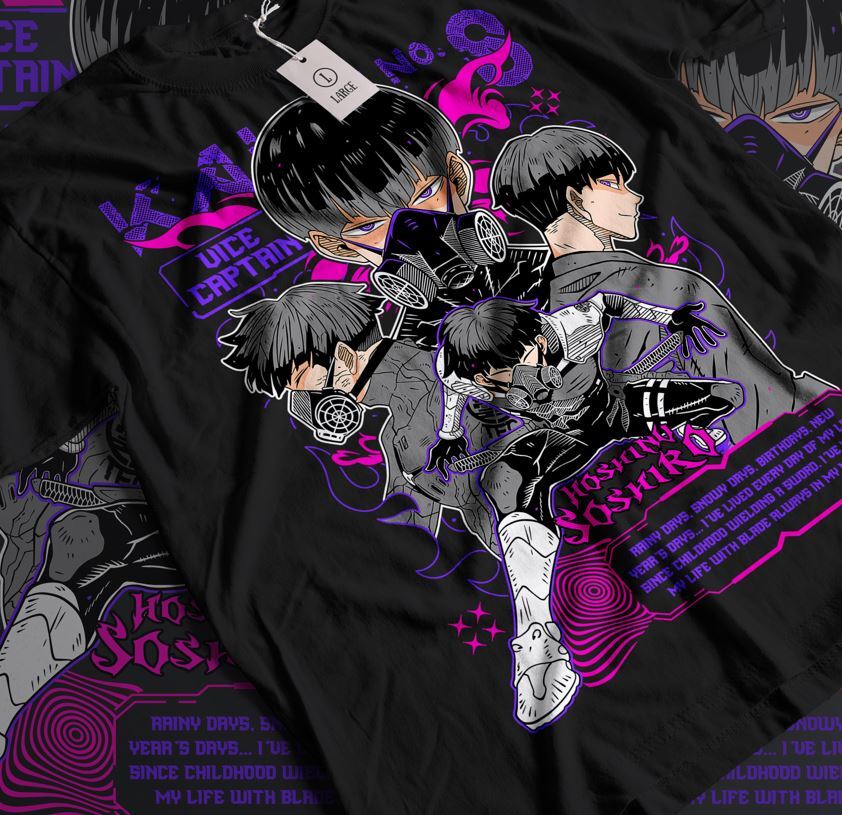 Kaiju no T-shirt Hoshina Gift Manga Best Anime Graphic Tee Black Shirt