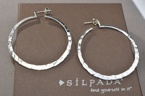 Orecchini a cerchio martellato argento sterling Silpada HTF P1287 ORECCHINI PIÙ POPOLARI - Foto 4 di 12