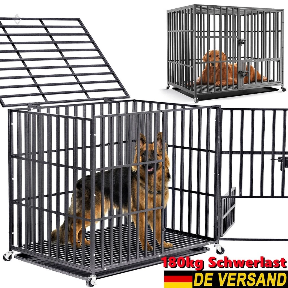 Hundebox Hundezwinger Stahl stabil Hundekäfig groß 1,2x1 M reißfest mit Rollen - Bild 2 von 4