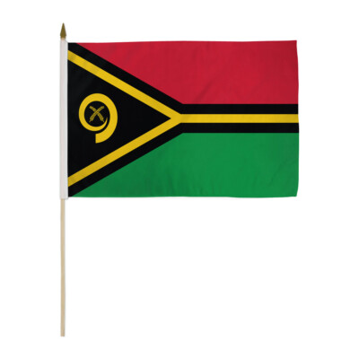 1 Dozen Vanuatu Stick Flag 12x18in Handheld Vanuatuan Flag