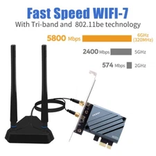 QCNCM865 WiFi 7 PCIe for AMD, 5.8Gbps Tri-Band, BT5.3, Win11