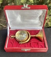 Vintage MCM Brass Swiss Made Skeleton Back Glass Ball Desk Clock 17 Jewel VIDEO