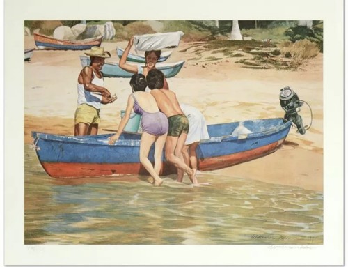 William Nelson - ""Clam Fisherman"" limitierte Auflage Serigraph, signiert - Bild 2 von 2