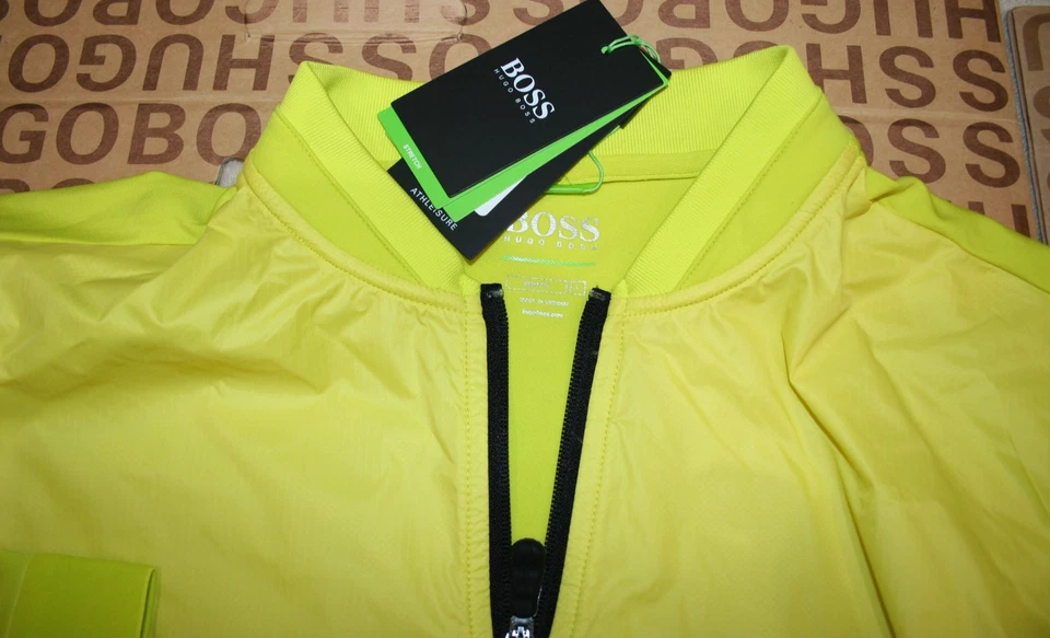 Hugo Boss Athleisure Yellow HiViz Cycling Bike Jogging Running Coat Jacket LARGE - Image 3 of 4