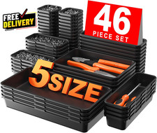 5 Size Tool Box Organizer Tray Divider Set Black Desk Drawer Organ... 5 Size Tool Box Organizer Tray Divider Set Black Desk Drawer Organ...