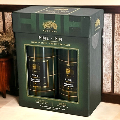 Alchimia European Pine Body Wash & Body Lotion Imported Italy 16.9 Oz Each New