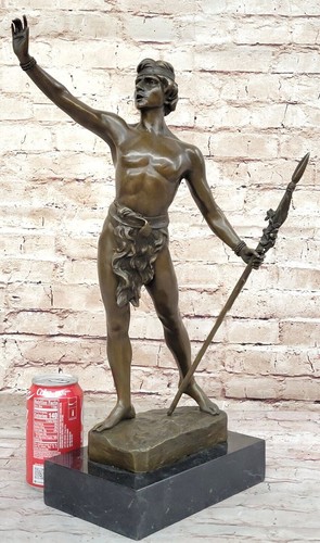 Art Deco/Nouveau Nude Male Warrior Bronze Masterpiece Sculpture Home Office - Picture 2 of 10
