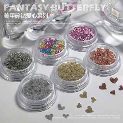 Nail Art Holographic Laser Love Heart Glitter Sequins Flakes Nails Decoration