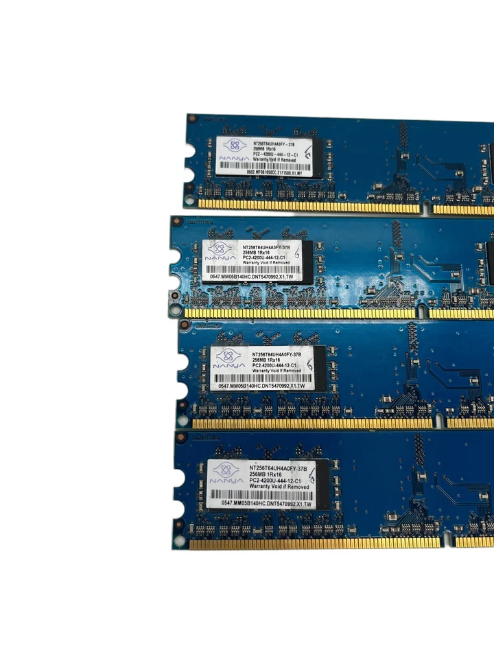 4x NANYA 256MB 1Rx16 PC2-4200U-444-12-C1, NT256T64UH4A0FY-37B Desktop Memory - Image 2 of 4