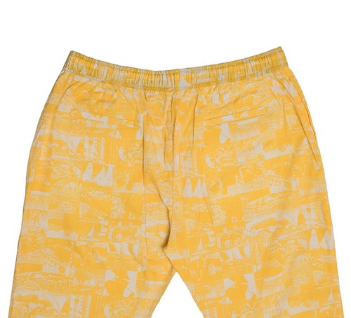 Mens Joggers Chino Pants Yellow Sailboats Drawstring Loose Harem Casual Large - Picture 5 of 6
