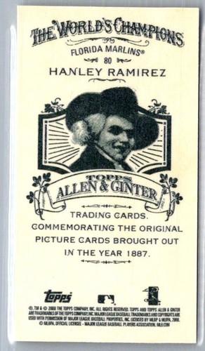 2008 TOPPS ALLEN & GINTER'S BASEBALL  MINI A&G BACK 80 HANLEY RAMIREZ MARLINS - Picture 2 of 2