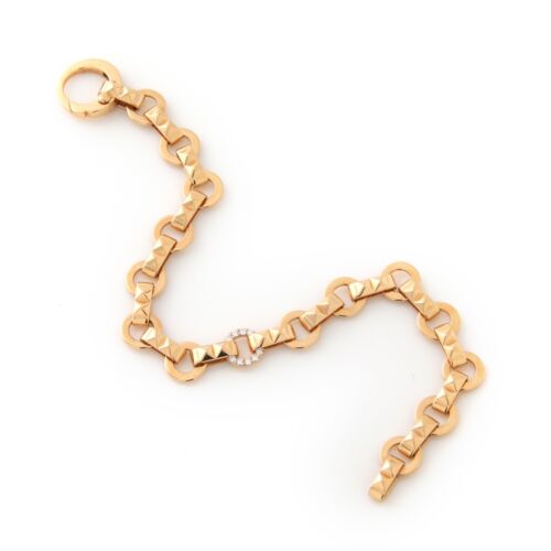 Roberto Coin Obelisco Diamond Accent Link 18k Rose Gold Bracelet - Picture 3 of 4
