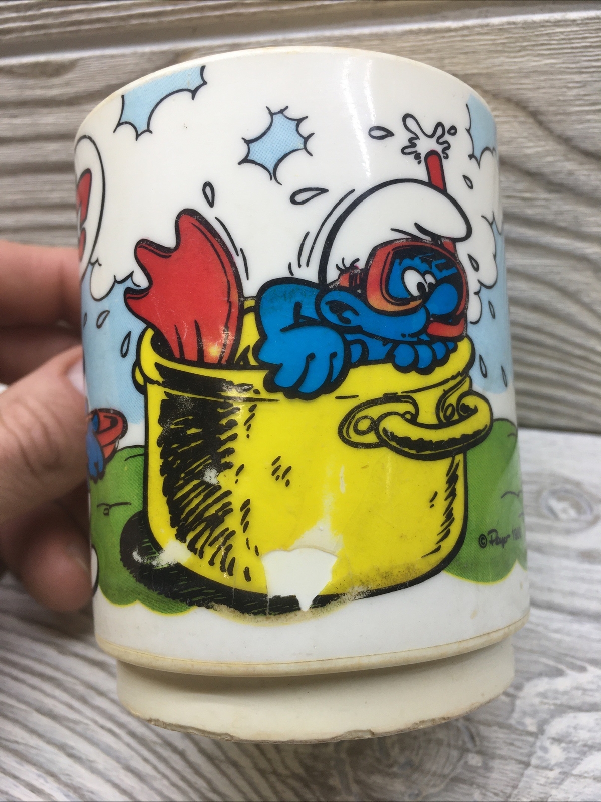 Vintage SMURF Mug Cup 1980 Plastic Smurfette  Smurf Cartoon Deka