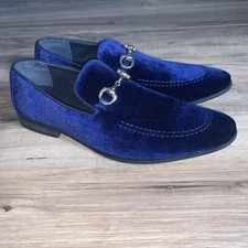 La Milano Barney Men's Slip On Navy Velour Dress Shoes A11888