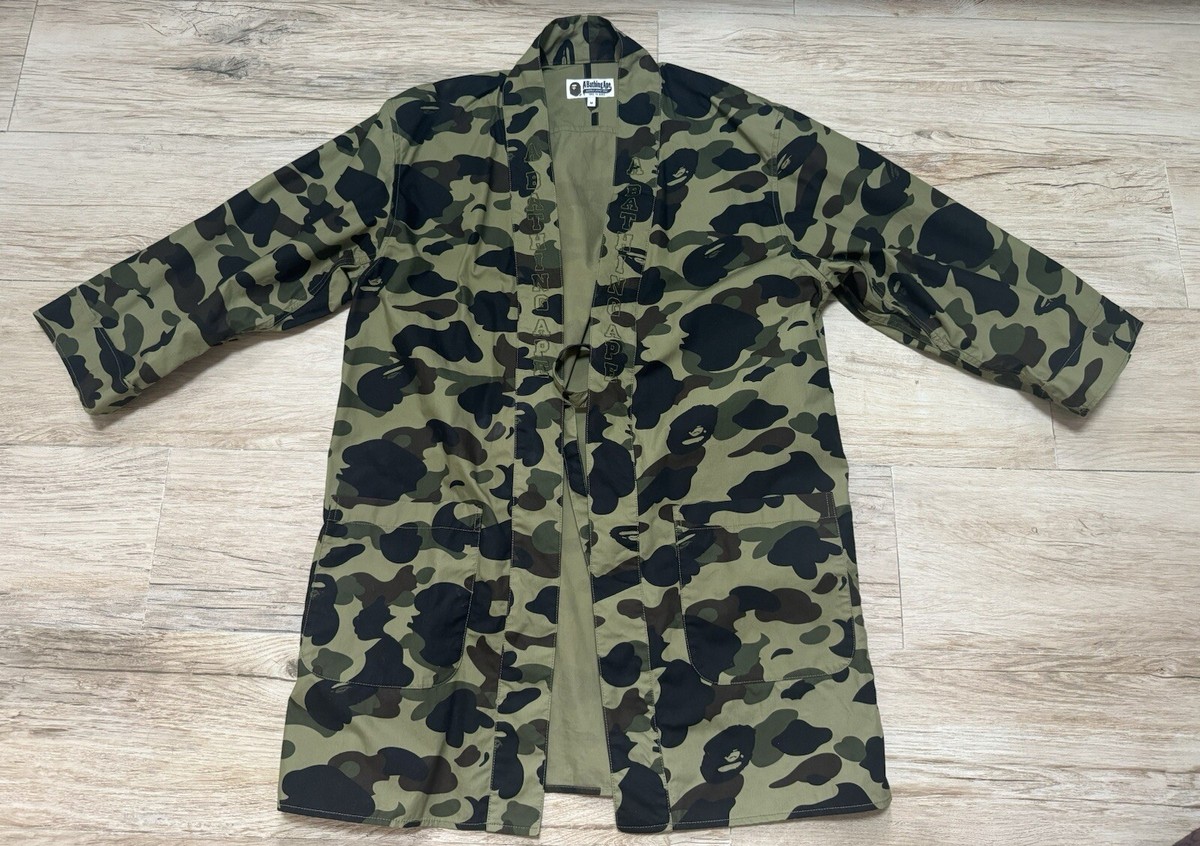 bape A Bathing ape Green camo kimono cardigan Jacket Size M , 100
