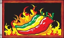 HOT CHILIES 3X5 FLAG  pepper spicy food vender chili #597 peppers flaming new