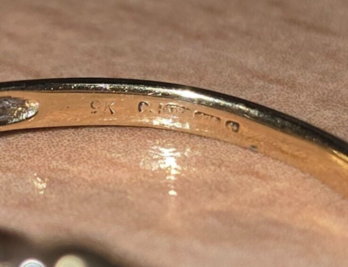 Mujer 9ct 9 Quilates Oro Anillo Set con Un Diamante Racimo, Talla Ru N 1/2 - Imagen 11 de 11