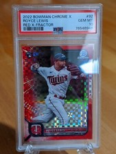2022 Bowman Chrome X Royce Lewis Red X-Fractor 2/3 (Jer/sey) PSA 10 Twins 