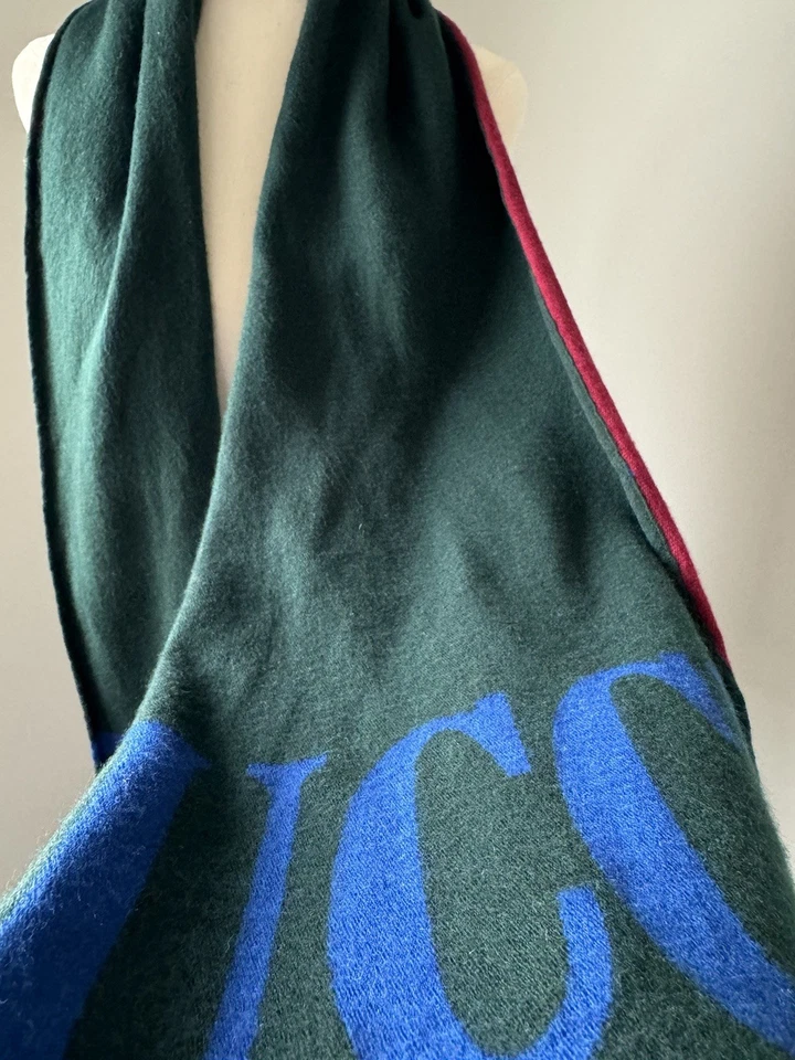 Bufanda de lana/seda Gucci verde con logotipo de Burdeos Foto 3 de 4