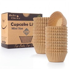 Bake Choice Non-Stick 400pcs Mini Cupcake Liners for Baking, Mini, Natural