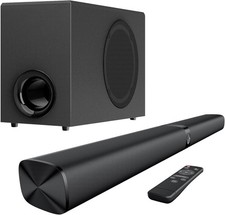 Sound Bar with Subwoofer, 110W Sound Bar with Adjustable Deep Bass 3 EQ Modes,