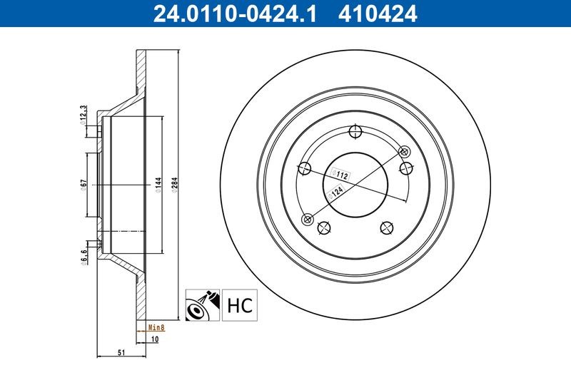 Disques de frein ATE 24.0110-0424.1 sans vibration pour Ssangyong