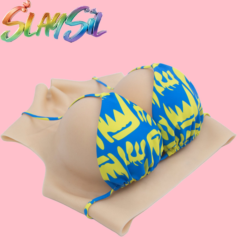 Realistic E Cup Cotton Filled Silicone Breast Forms Breast Plate Fake Boobs