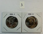2008 P & D UNC Clad Kennedy Half Dollar Set in CB Flips -Free Shipping - A3