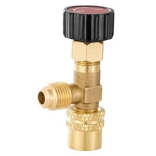 R410 Refrigerant Charging Valve, Safety Flow Control Ball Valve, Brass Low 