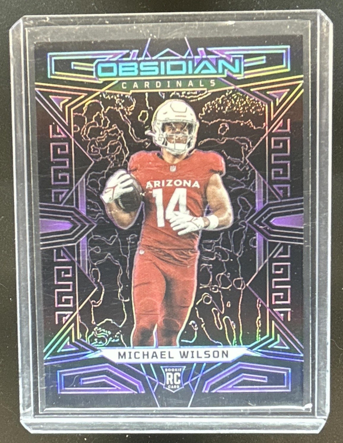 2023 Obsidian Michael Wilson RC Electric Etch Purple #/75 Cardinals