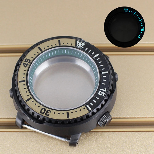 Caja de reloj de bebé atún negro 43,3 mm piezas cristal de zafiro para movimiento Seiko nh35/36 - Imagen 27 de 33