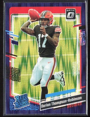 2023 Donruss Optic Dorian Thompson-Robinson #225 Purple Shock Prizm Rookie RC
