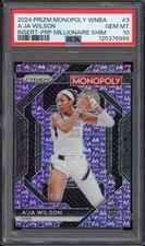 A'ja Wilson #WNBA3 Purple Shimmer /50 - 2024 Panini Prizm Monopoly WNBA - PSA 10