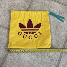 RARE- Gucci x Adidas Drawstring Dust Bag Yellow Authentic - New - 10 x 9  