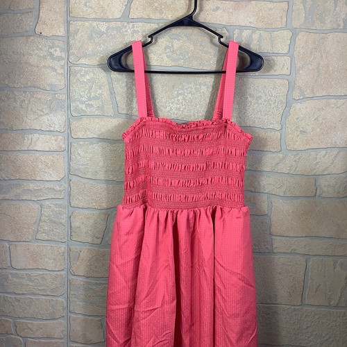 Torrid Dress Womens Size 2X Coral Smocked Tiered Tube Sun Pockets Sleeveless - Picture 3 of 5