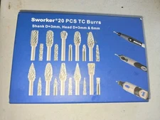 Sworker 20 Pcs PCS TC BURRS Shank D= 3mm Head D=3 + 6mm For 1/8" 3.175mm Nut Set