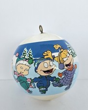 VTG Rugrats Christmas Tree Ornanent Satin Silky Ornament Ball With All The Kids.